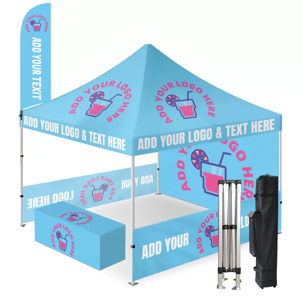 tent & flag trade show custom size, logo, text, color, high quality, waterproof, windproof, polyester fabric, durable, outdoor show custom service