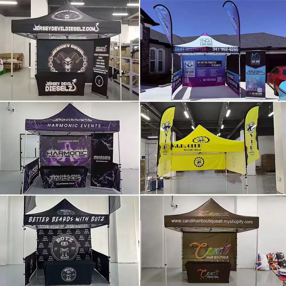 tent & flag trade show custom size, logo, text, color, high quality, waterproof, windproof, polyester fabric, durable, outdoor show photo 4