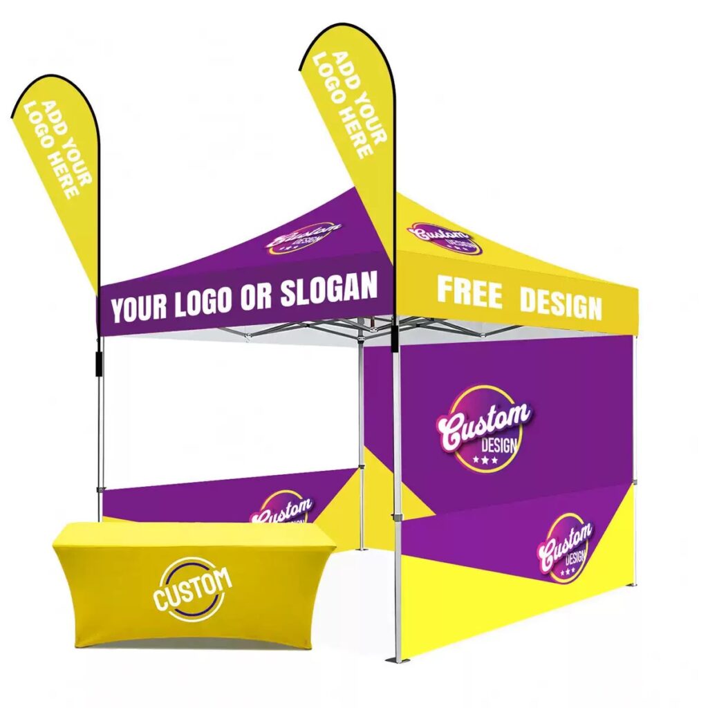 tent & flag trade show custom size, logo, text, color, high quality, waterproof, windproof, polyester fabric, durable, outdoor show photo3